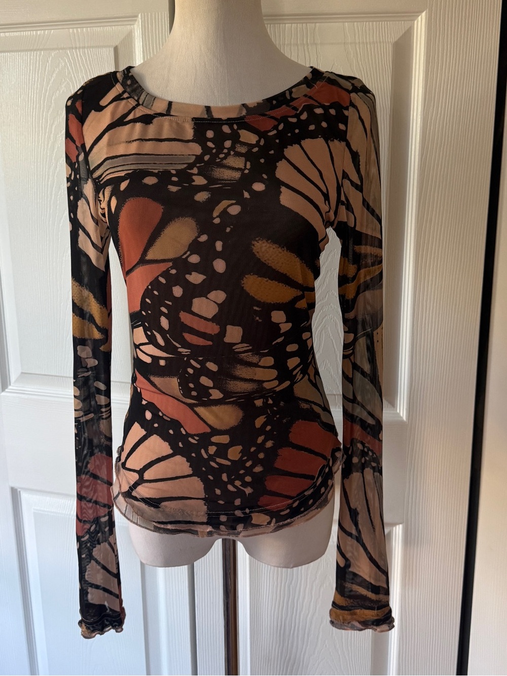 Free People Lilly Printed Long Sleeve Top M
